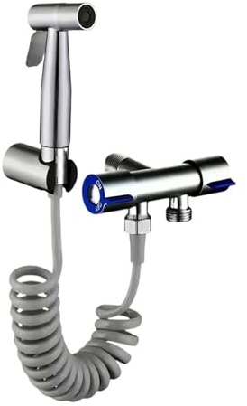 Toilet Companion Flush Valve Faucet Set One in Two Out Spray Gun Bidet Multifunctional Mop Pool Dual Use High Water Pressure(Silvery)