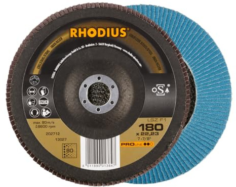 RHODIUS PROline LSZ F1 Fächerschleifscheibe 180 x 22,23 mm K80 10 Stk
