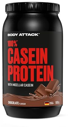 Body Attack 100% Casein Protein - Chocolate Cream, 900g Eiweißpulver - reich an essentiellen Aminosäuren - Muskelaufbau und Erhalt, Low Sugar - für Sportler, Athleten & Figurbewusste