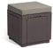 Keter Allibert Cube Outdoor Garden Furniture Storage Seat/Stool - Brown with Sand Cushion