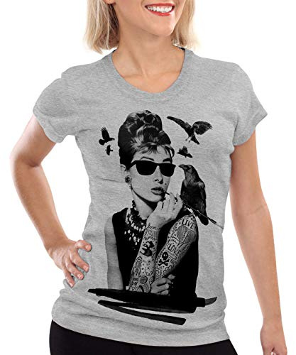 style3 Audrey Tattoo Damen T-Shirt Hollywood Film Hepburn Star