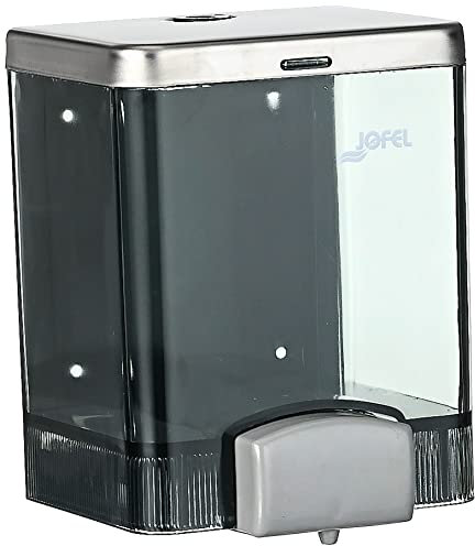 Jofel - ac21150 Vision, Dispensador de jabón, Dosificador de jabón líquido con depósito rellenable, Pulsador de ABS, Depósito en SAN Fumé de 1,4 Lts.