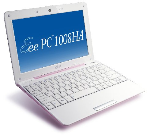 Asus Eee PC 1008HA Seashell - Netbook da 10,1, colore: Rosa perlato - Durata della batteria: 6 ore