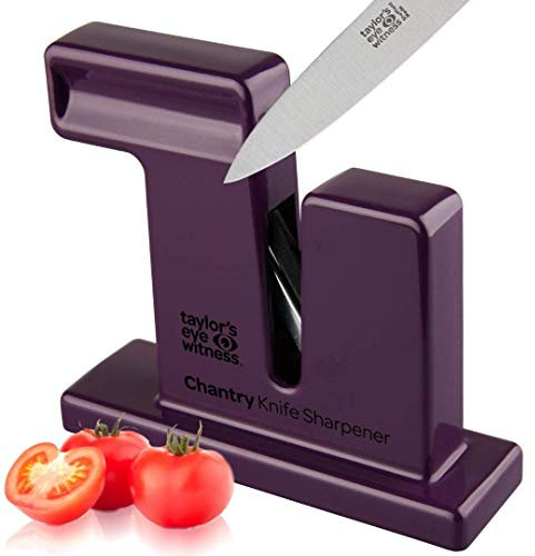 Taylor’s Eye Witness Knife Sharpener - Purple Cassis Chantry Manual Kitchen Knife Sharpener. Sharpens Plain or Serrated Knife Blades. Requires No Batteries or Mains Electric Supply. 30yr Guarantee.