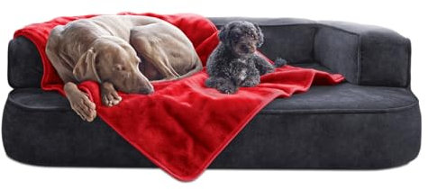 tierlando® Hundedecke Lilly Flauschige Kuscheldecke aus Plüsch, für Hunde Katzen und Welpen, waschbar und mobil einsetzbar, aus Acryl und Polyester Größe: 150x100cm | Farbe: 23 Rot