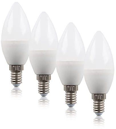 MiniSun | Thermal Plastic 4W High Power LED SES E14 Candle Bulbs | LED Bulbs, Home Décor & Improvement Essential | Pack of 4 | 6500K Cool White