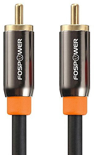 FosPower - Cable RCA Audio de 3m – RCA Macho a Macho - Premium con 24K Oro Chapado Conectores - S/PDIF Digital Cable Coaxial Audio Digital para Altavoz, TV, HiFi, etc