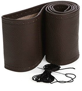 myshopx Lenkradschoner Lenkradhülle Lenkradbezug Echt Leder Farbe DUNKEL BRAUN Ø 37-39cm/ 9,5cm
