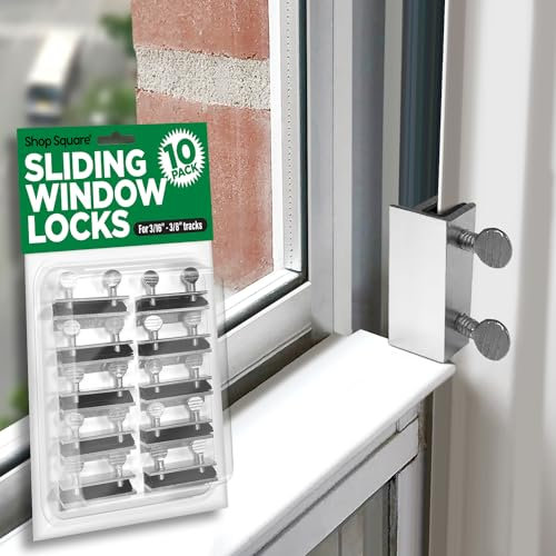Window Locks, 10 Pack for Vertical and Horizontal Windows, Sliding Window Locks, Adjustable Aluminum Stoppers, No-Drill Install, Fits Tracks up to 3/16 Wide