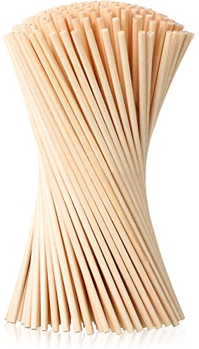 eBoot Palillos de Madera sin Acabado Palos Redondos para Manualidades 100 Pack (6 x 1/8 Pulgadas)