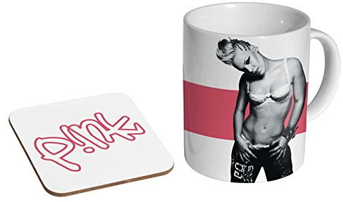 mugmart P!nk Kaffeetasse und Untersetzer, Keramik, Pink