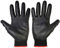 12 PACK - BLACK NYLON PU COATED GRIP Safety Work Gloves Builders Construction Mechanic (X- SMALL - Size - 6)