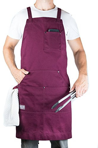 Hudson Durable Goods Berufsgrad-Chef-Schürze für Küche Burgund M Bis Xl