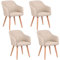 Kingpower Stühle Esszimmerstühle Armlehnstuhl Polsterstuhl Stoff Sessel mit Armlehne Echtholz Stuhlbeine in 2er, 4er, 6er, 8er Set, Auswahl:4 Sessel - beige