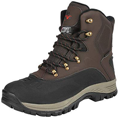 NORTIV 8 Stivali da Esterno Impermeabili Lsolati per la Neve e l'inverno da Uomo,Size 44.5,Scuro/Marrone/Nero,180411