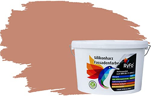 RyFo Colors Silikonharz Fassadenfarbe Lotuseffekt Trend Nude 10l - bunte Fassadenfarbe, weitere Rot Farbtöne und Größen erhältlich, Deckkraft Klasse 1