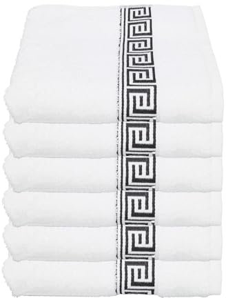 Julie Julsen 6er Pack Handtuch Chemikalien-Frei 600g/m² Weiß-Schwarz 50 x 100 cm 100% Baumwolle - Oeko TEX Std 100 Zertifizierung - Weich und Saugstark - Waschmaschinenfest