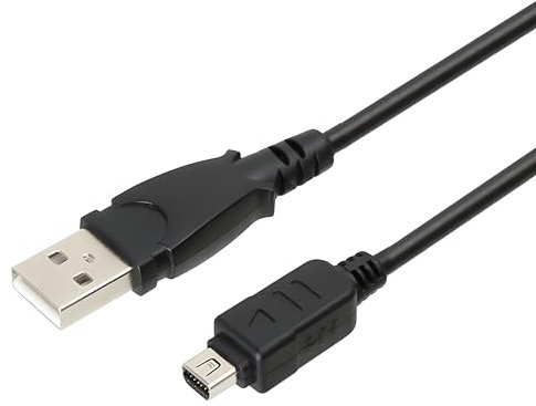AlyKets Câble USB 12Pin Câble de Données, Câble USB de Transfert de Données et de Charge CB-USB5 USB6 USB8 pour Olympus Tough TG-830 TG-630 TG-860 TG-870 & C Series C-170 C-180 C-480 C-500