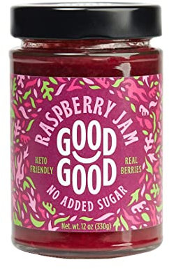 GOOD GOOD Sweet Raspberry Jam - Keto Friendly - Low Calorie Without Added Sugars - Vegan - Gluten Free - Preserves