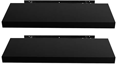 EUGAD Wandregal Schwarz, Schweberegal für Wohnzimmer Bücher/CD/DVD aufstellen, Wandregal klein, 30cm Wandboard 2er Set für Küche