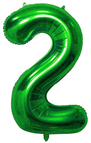 Oblique Unique® Folien Luftballon mit Zahl Nummer 0-9 Folienballon für Kinder Geburtstag Jubiläum Silvester Party Deko Ballon Grün - Zahl wählbar (Nr 2)