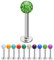 Treuheld® | 1,6mm x 14mm Piercing Labret | 5mm Kristall Kugel | Hell-Grün | Chirurgenstahl | Silber | Lippenpiercing, Helix Tragus Stecker