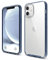 elago Hybrid Clear Case Kompatibel mit iPhone 12 Hülle & Kompatibel mit iPhone 12 Pro Hülle (6,1), Durchsichtig, Robuster PC Rückseite Handyhülle, Flexibel Bumper Schutzhülle (Dunkelblau)