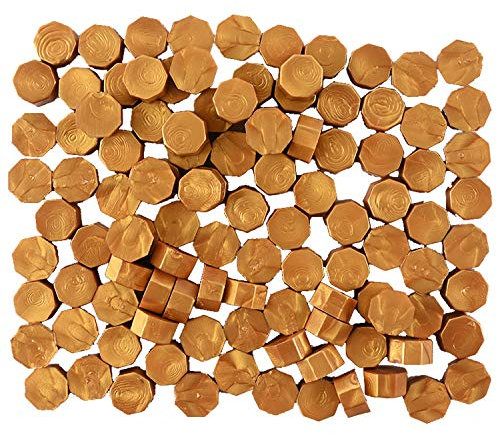 100 Pieces Octagon Sealing Wax Beads Sticks Sealing Wax Beads for Wax Stamp Sealing (Gold)