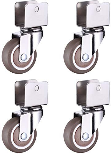 4 Stück Lenkrollen,Möbelrollen,U-Typ Halterung,2-zoll Lenkrollen mit Bremse,Weicher Gummi,für Möbel/Kinderbett/Kinderwagen,Tragkraft 88kg,mit Schrauben(Universal18mm)
