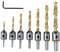 TOPWAY Foret Bois avec Fraise 8 Pièces, 3-10 mm 5 Flûte Forets Bois Fraisée, Perceuse à Trois Pointes en Acier au Carbone Haute Vitesse avec L Clé pour le Perçage du Bois 131301