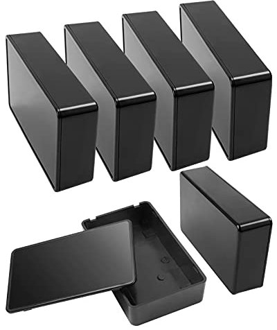 6Pcs Elektronische Gehäuse aus Kunststof, Abzweigdose Gehäuse, Elektronik Gehäuse, Kunststoff Elektronische Projekt Box, Schwarz, 10 x 6 x 2.5 cm