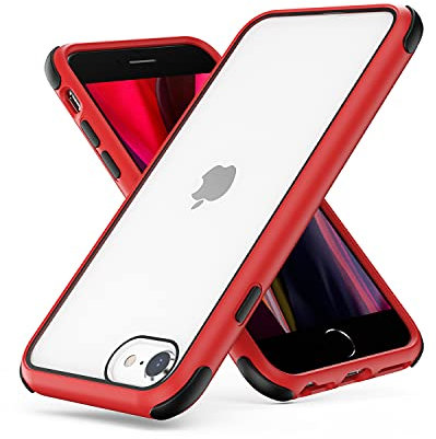 MobNano Compatible with iPhone SE 2020/2022 5G and iPhone 7/8, Ultra Thin Hybrid Case, Soft TPU Shockproof Bumper Anti Scratch Cover for iPhone 7/8/SE2020/SE2022 - Red/Black