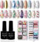 Warm Girl Nail Foil Art with Foil Glue Gel Set, 2 x 8ml Transfer Gel, 20 Nail Foil Transfer Sticker, Nail Transfer Foil for Nail Art Decoration, UV/LED Lamp Required