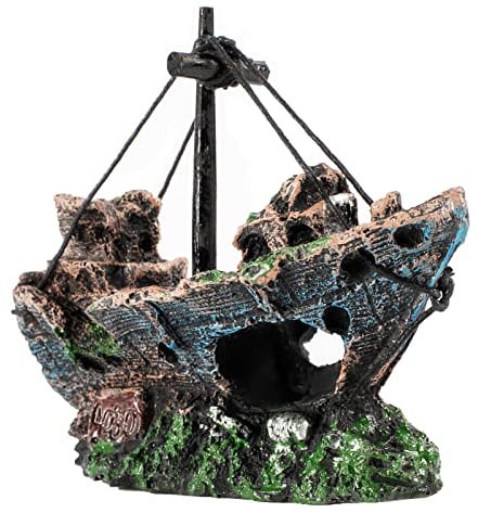 Raeasily Fish Tank Decoration - Aquarium Accessories,Shipwreck Decor,Resin Material Sunken Ship Decorations for Fish Favors, Multi, 10 * 10