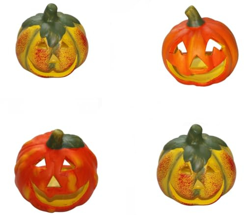 4 STK KÜRBIS Terrakotta 8cm DEKO Kürbisse Teelichthalter Windlichter nr132wk orange gelb Deko Halloween Autumn Herbstdeko Dekokürbis Dekoobjekt Tischdeko Dekofrüchte …