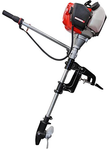 CROSSFER Bootsmotor BM 1.2PS / Außenborder Benzin Motor 1 Zylinder 4 Takt Luftkühlung mit Primer/Fliehkraftkupplung/leicht und gut transportabel/inkl. Bordwerkzeug