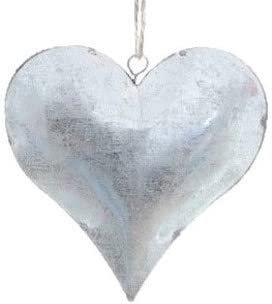 Rost Deko EIN Metall Hänger. Herz aus Zinkblech. Zink Herzhänger. Zinkherz. Farbe Silber. 13 cm.