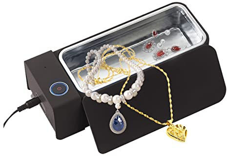 GFFG Ultraschallreiniger Ultraschallreinigungsgerät brillenreinigungsgerät 600ml 50,000Hz 15W für Brille Schmuck Uhren Zahnprothesen Ringe Timing Mini-Ultraschallreiniger für Schmuckuhren (Black)