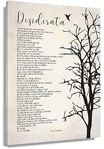 Desiderata Gedicht gerahmt, inspirierende Wandkunst, Poster, ermutigende Zitate, Wanddekoration, Leinwanddrucke, moderne Vintage-Malerei für Wohnzimmer, Poesie, Kunstwerk, gerahmt (40,6 x 61 cm)