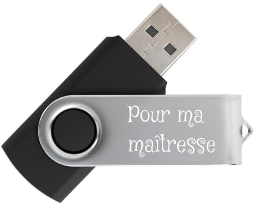 Clef USB Noir Twister personnalisée gravée – Clé avec Gravure Texte – Capacité 16Go – Clef Noir et argenté Personnalisable - Cadeau Bureau