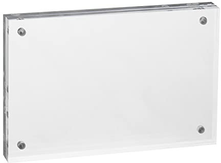 PATIKIL Floating Photo Frame, 8.1 x 10 Desktop Frameless Picture Frame Double Sided Acrylic Magnetic Display Frame for Family Travel Party Photo Souvenirs Artwork, Clear