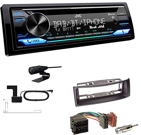 JVC KD-DB922BT 1-DIN Autoradio CD-Receiver Bluetooth DAB+ Digital Radio Einbauset passend für Renault Megane I Megane Scenic bis 2003 schwarz