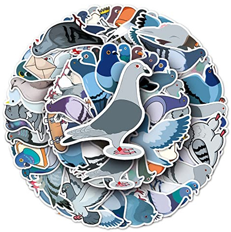 Pigeons Aufkleber für Laptop (50 PCS),Geschenk für Kinder Jugendliche Erwachsene Jungen,Tauben Stickers Wasserdicht Vinyl Aufkleber für Scrapbook,Skateboard,Auto,Gepäck