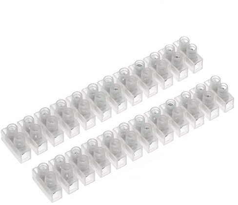 AUKENIEN 30A Morsetti Elettrici a Doppia Fila Terminale Vite 12 Vie Mammut Elettrico Morsettiera Elettrica 30 Ampere Bianchi per Collegamento del Cavi