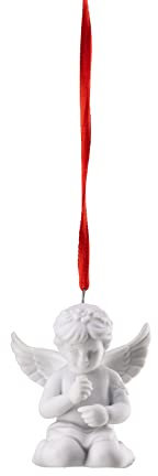Engel m. Blumenkranz Weiss Matt 5,5 cm