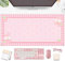 Cute Pink Plaid Desk Mats Strawberry Milk Gaming Desk Pad, Kawaii Extended Mouse Pad Kawaii Large Keyboard Mats XXL, Laptop Mat for Desk, Desktop Mat Mousepad Office Decor for Women 31.5x15.75