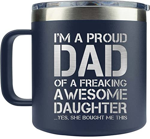 AMAZPRINTS Gifts for Dad from Daughter – Vatertagsgeschenke von der Tochter – lustige Vatergeschenke von Tochter – Vatergeburtstagsgeschenke Ideen von Tochter – Neuheit Papa Tasse 400 ml, Marineblau