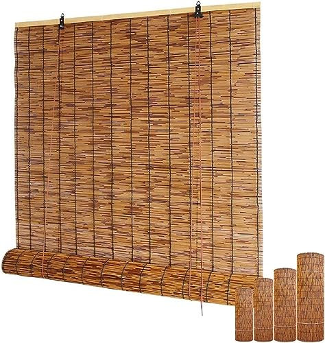 GUETTO Tenda A Rullo in bambù per Patio Esterno,Tende da Sole Lamella Pacchetto A Decorativa Tapparella Carrucola Bamboo Naturale,per Esterno Interno,100x200cm