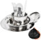 Pagezol Stainless Steel Tableware Set - 8 in 1 Flatware Kit with Plate, Bowl, Cup, Spoon, Fork, Knife in Mesh Bags for Outdoor Travel, Picnic, Camping, Hiking