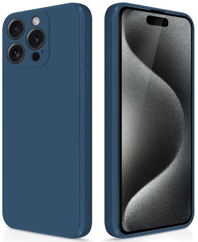 GiiYoon Cover per iPhone 15 Pro Max Custodia in Silicone, Custodia Antiurto Case Sottile in Silicone TPU con Strato Interno in Fibra e Protezione della Fotocamera, Blu